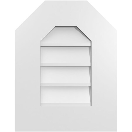 Ekena Millwork Octagonal Top Surface Mount PVC Gable Vent w/ 3-1/2"W x 1"P Standard Frame, 14"W x 18"H GVPOT14X1801SN